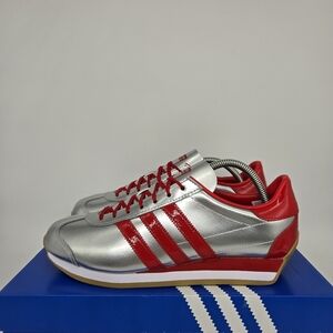 New adidas Country OG Silver Metallic Better Scarlet Women's Shoes Size 8